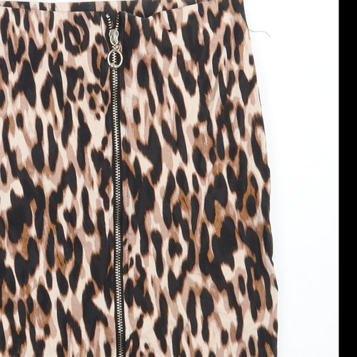 Atmosphere Womens Brown Animal Print Viscose A-Line Skirt Size 8   Zip