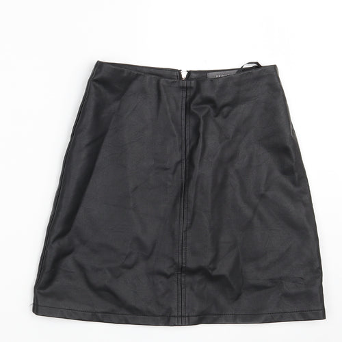 Primark Womens Black  Polyester A-Line Skirt Size 6   Zip