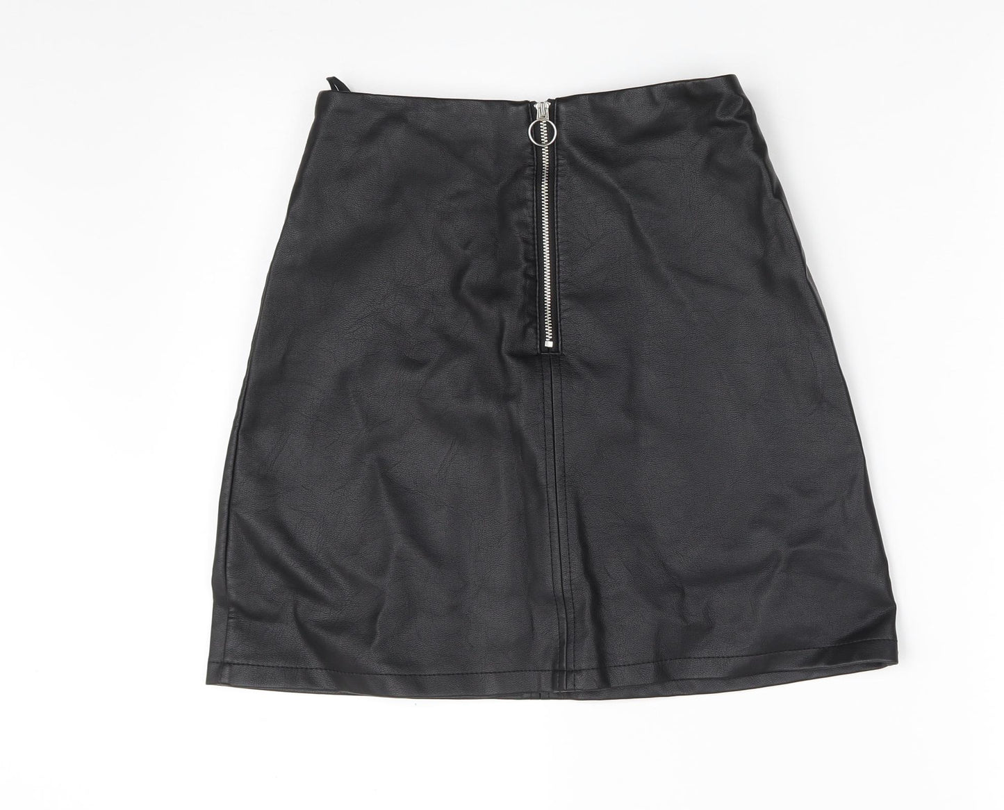 Primark Womens Black  Polyester A-Line Skirt Size 6   Zip
