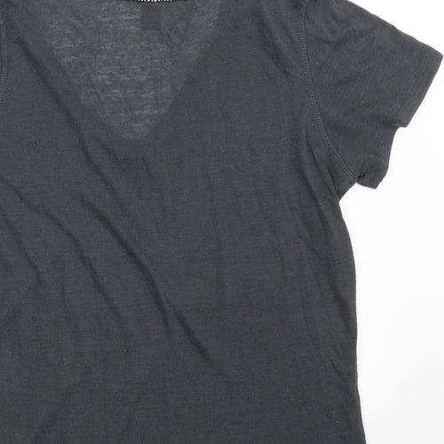 H&M Womens Grey  Polyester Basic T-Shirt Size S V-Neck