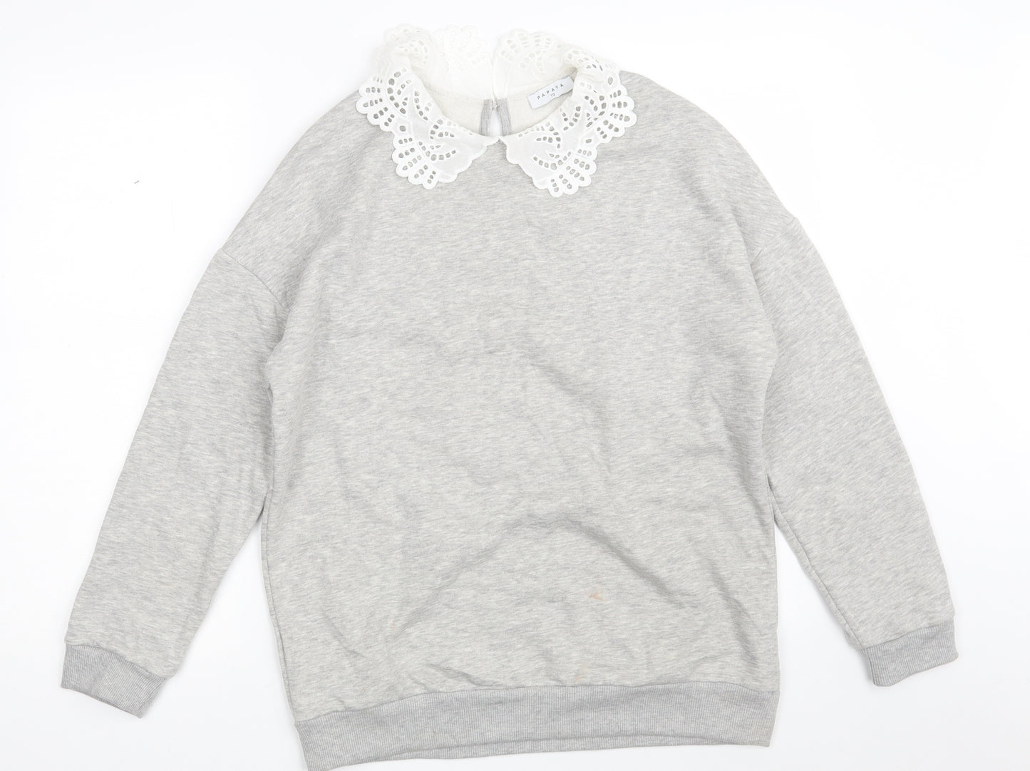 Papaya Womens Grey  Cotton Pullover Sweatshirt Size 10