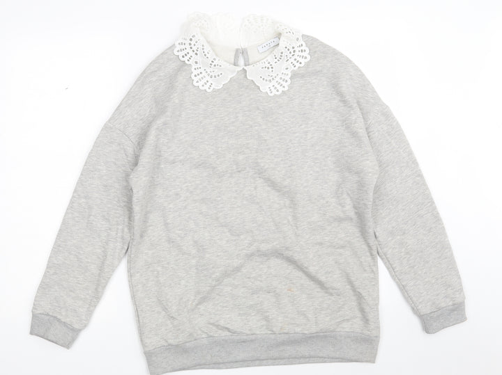 Papaya Womens Grey  Cotton Pullover Sweatshirt Size 10