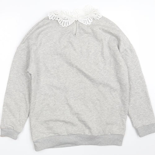 Papaya Womens Grey  Cotton Pullover Sweatshirt Size 10