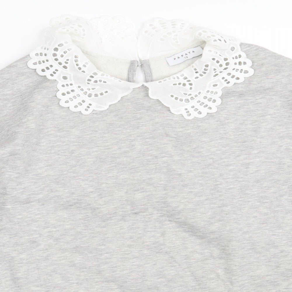 Papaya Womens Grey  Cotton Pullover Sweatshirt Size 10