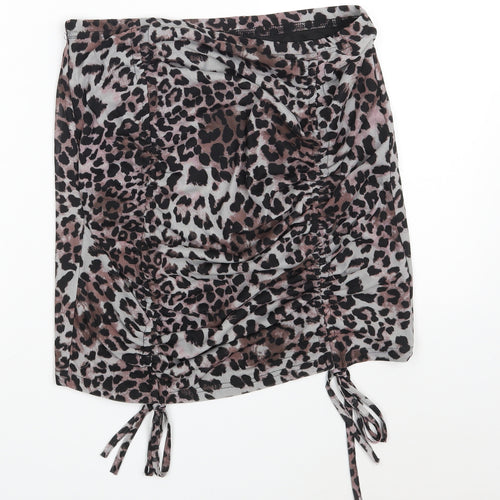 SheIn Womens Brown Animal Print Polyester Straight & Pencil Skirt Size L