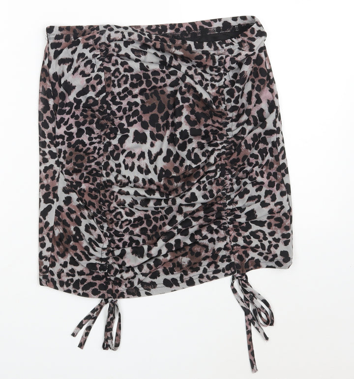 SheIn Womens Brown Animal Print Polyester Straight & Pencil Skirt Size L