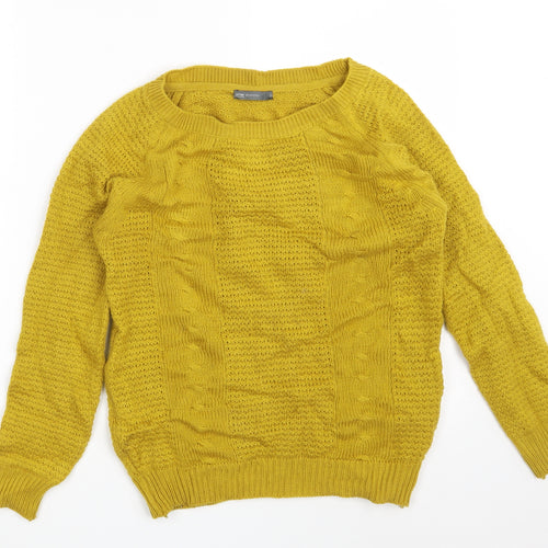 ether by MYNTRA Womens Yellow Round Neck  Acrylic Pullover Jumper Size S