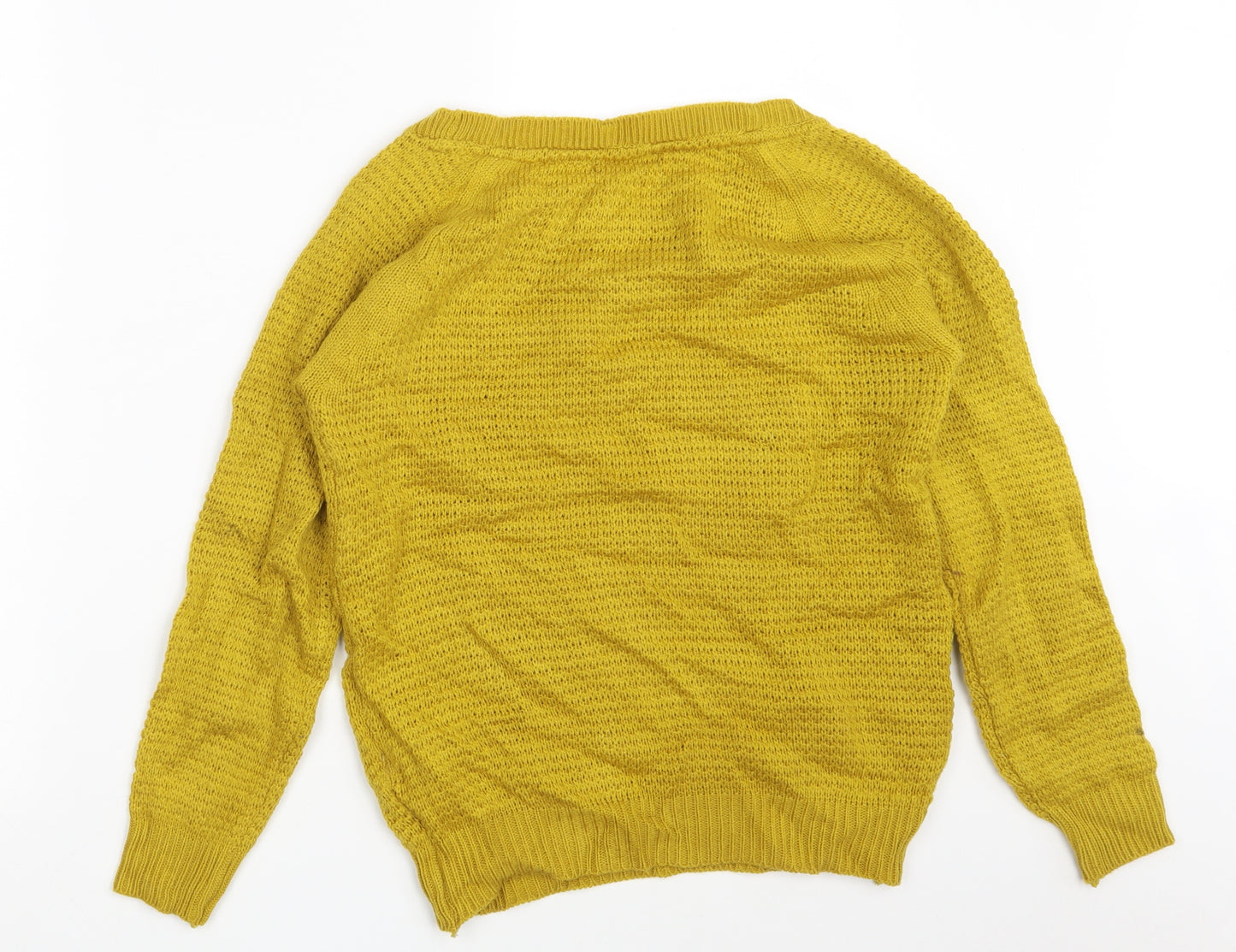 ether by MYNTRA Womens Yellow Round Neck  Acrylic Pullover Jumper Size S