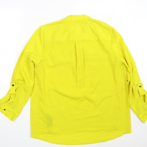 Debenhams Womens Yellow  Polyester Basic Button-Up Size 14 Roll Neck