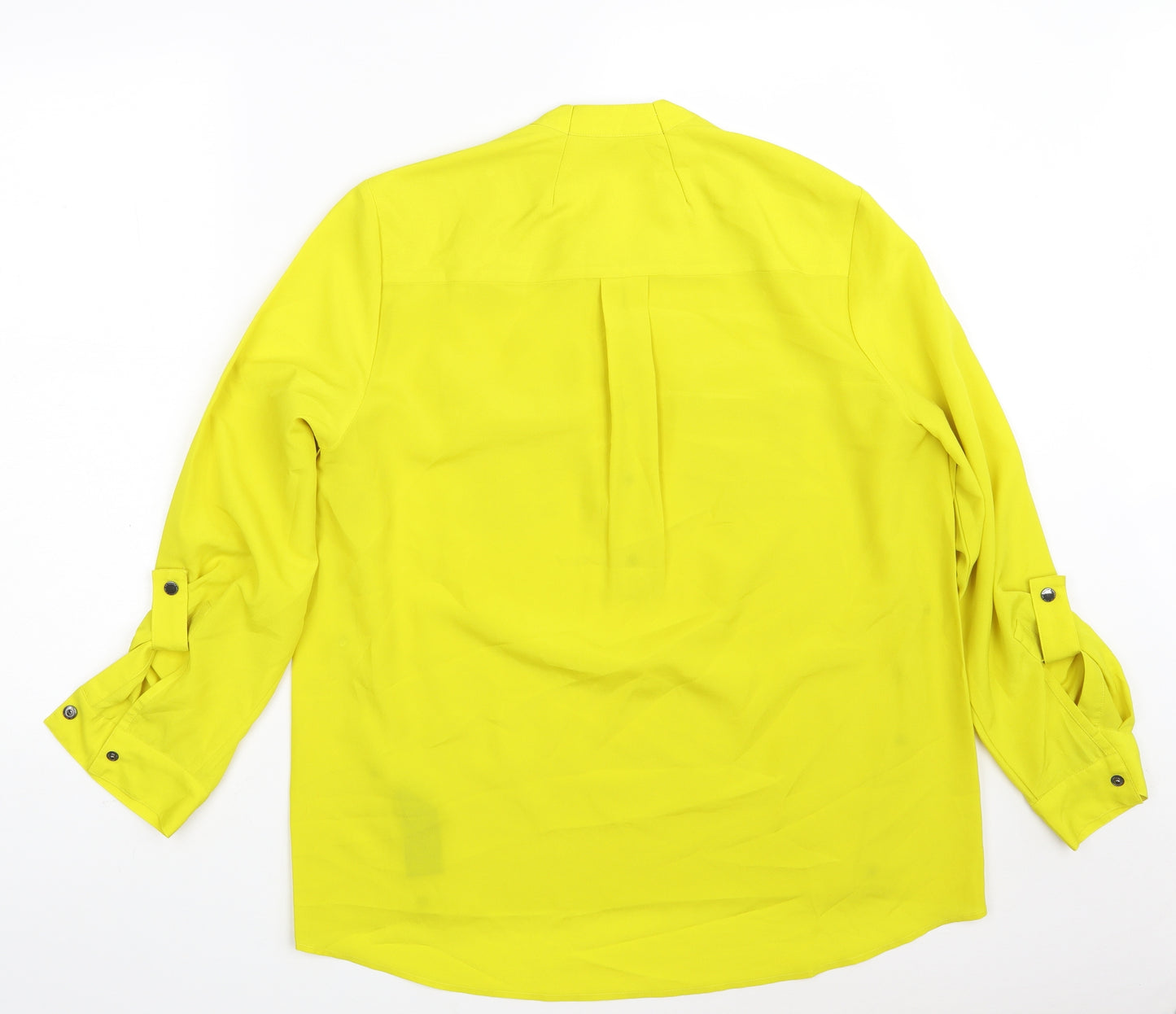 Debenhams Womens Yellow  Polyester Basic Button-Up Size 14 Roll Neck