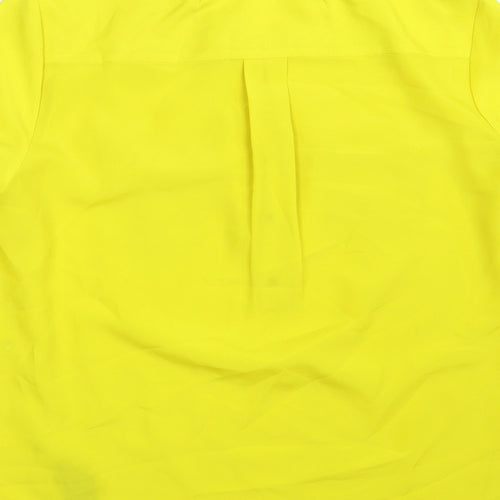 Debenhams Womens Yellow  Polyester Basic Button-Up Size 14 Roll Neck