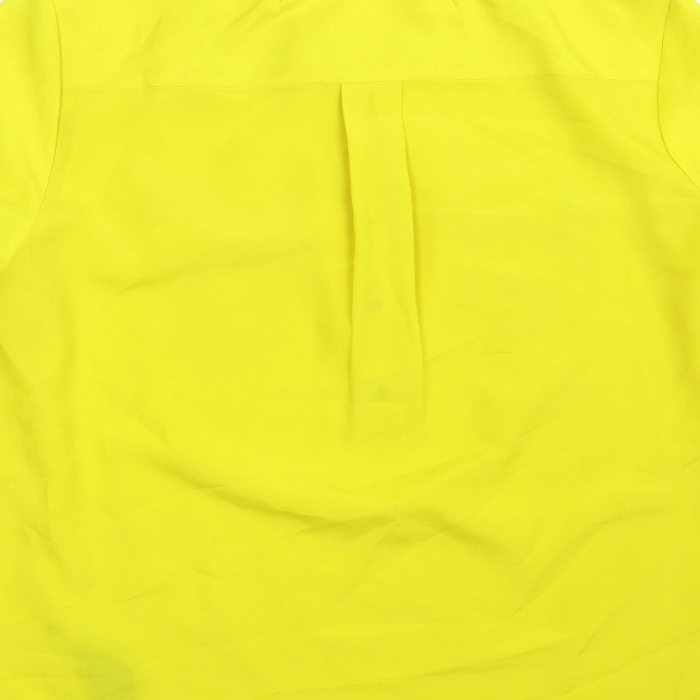 Debenhams Womens Yellow  Polyester Basic Button-Up Size 14 Roll Neck