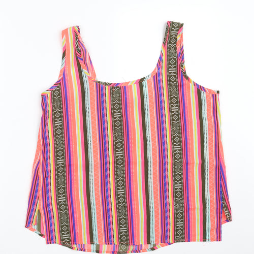 Chemistry Womens Multicoloured Striped Polyester Camisole Tank Size 10 Scoop Neck