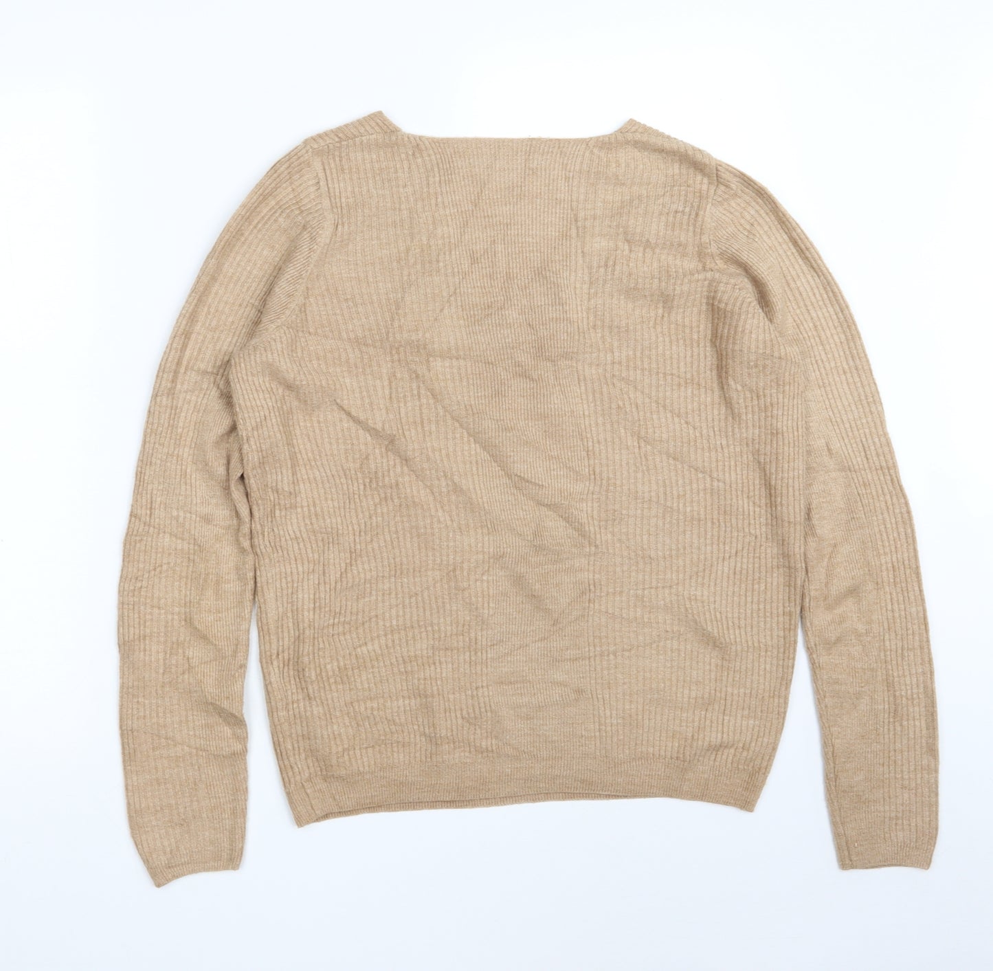 Marks and Spencer Womens Brown V-Neck  Acrylic Pullover Jumper Size 12