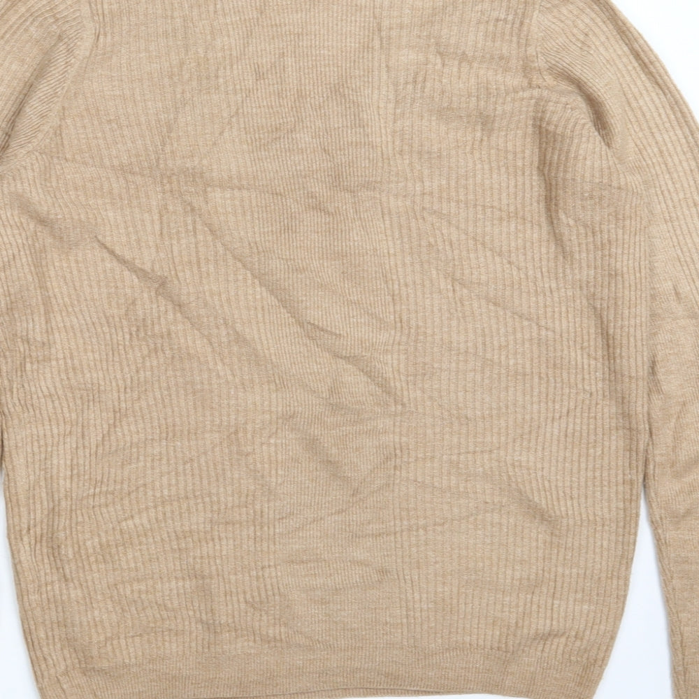 Marks and Spencer Womens Brown V-Neck  Acrylic Pullover Jumper Size 12