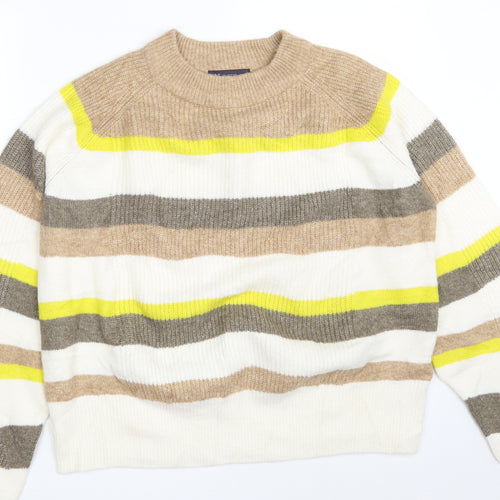 Marks and Spencer Womens Multicoloured Round Neck Striped Acrylic Pullover Jumper Size L