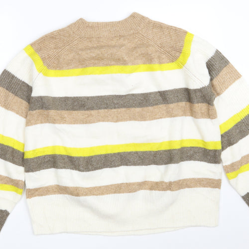 Marks and Spencer Womens Multicoloured Round Neck Striped Acrylic Pullover Jumper Size L