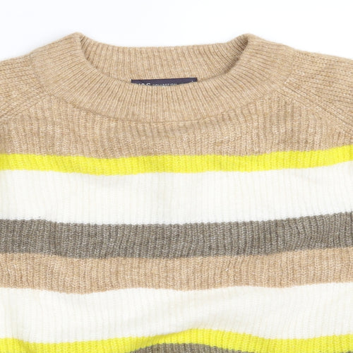 Marks and Spencer Womens Multicoloured Round Neck Striped Acrylic Pullover Jumper Size L