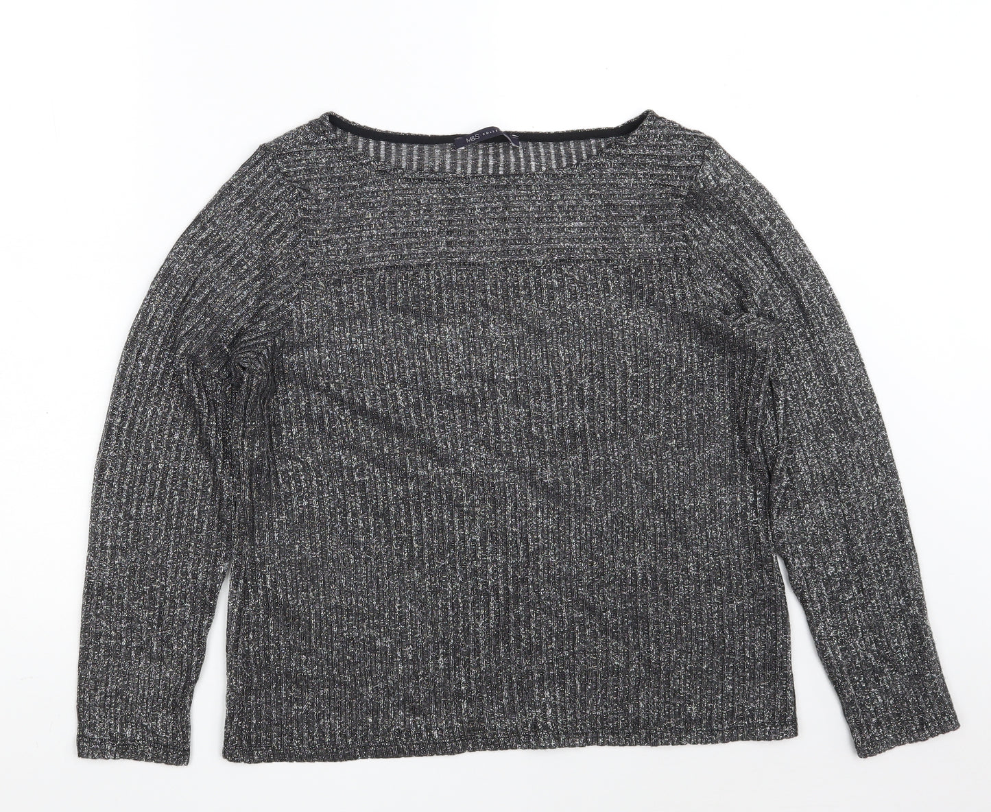 Marks and Spencer Womens Black  Polyester Pullover Sweatshirt Size 14