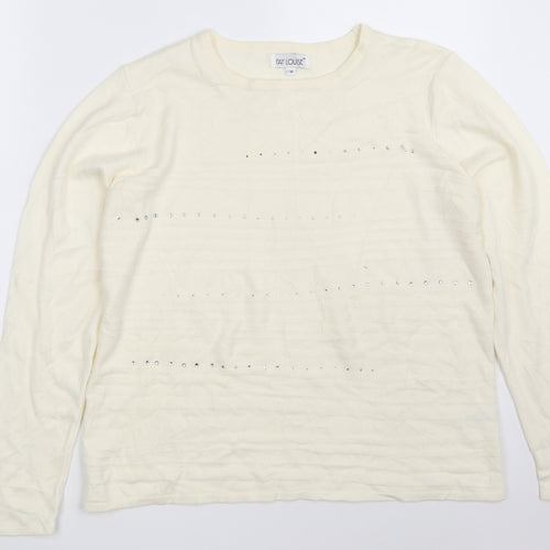 FAY LOUISE Womens Ivory Boat Neck  Acrylic Pullover Jumper Size M