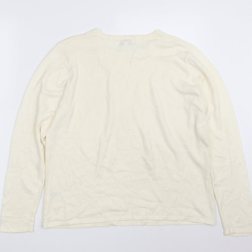 FAY LOUISE Womens Ivory Boat Neck  Acrylic Pullover Jumper Size M