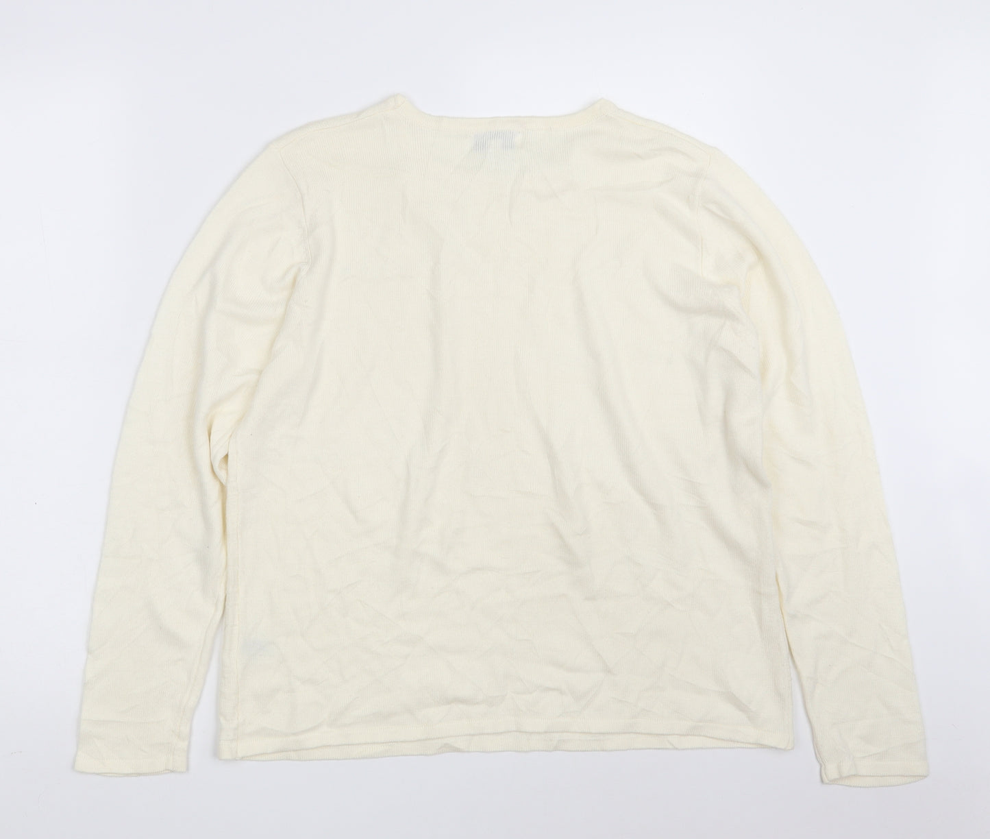 FAY LOUISE Womens Ivory Boat Neck  Acrylic Pullover Jumper Size M