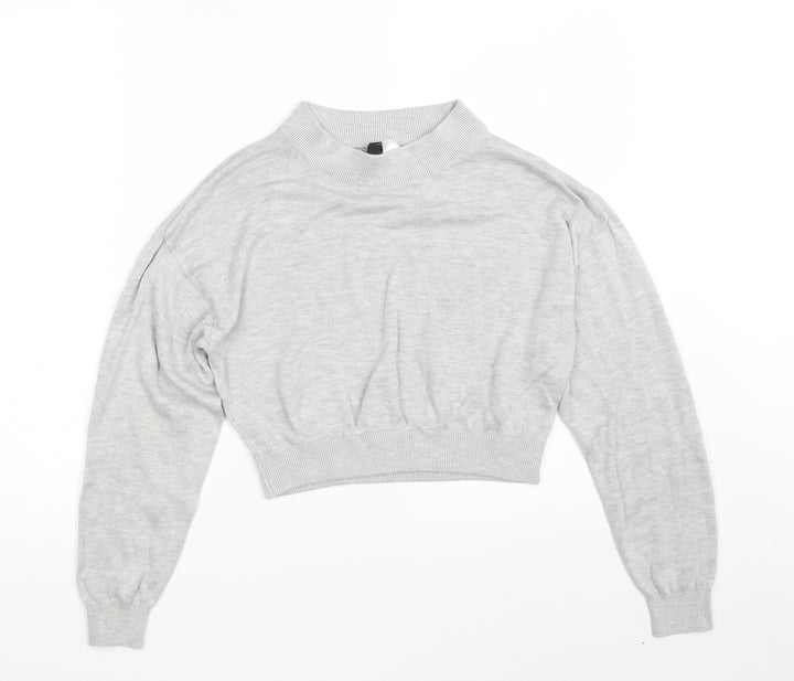 H&M Womens Grey Acrylic Pullover Sweatshirt Size XS - Cropped