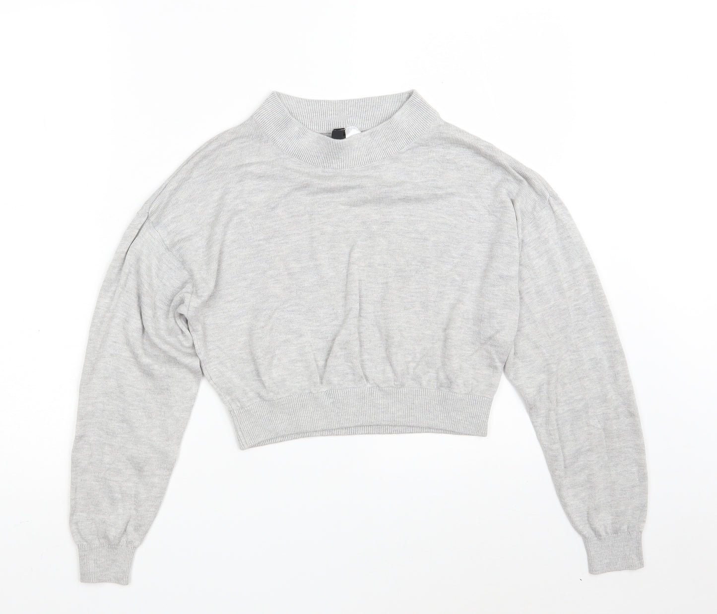 H&M Womens Grey  Acrylic Pullover Sweatshirt Size XS   - Cropped