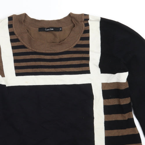 Crazy Line Womens Multicoloured Round Neck Striped Viscose Pullover Jumper Size XS