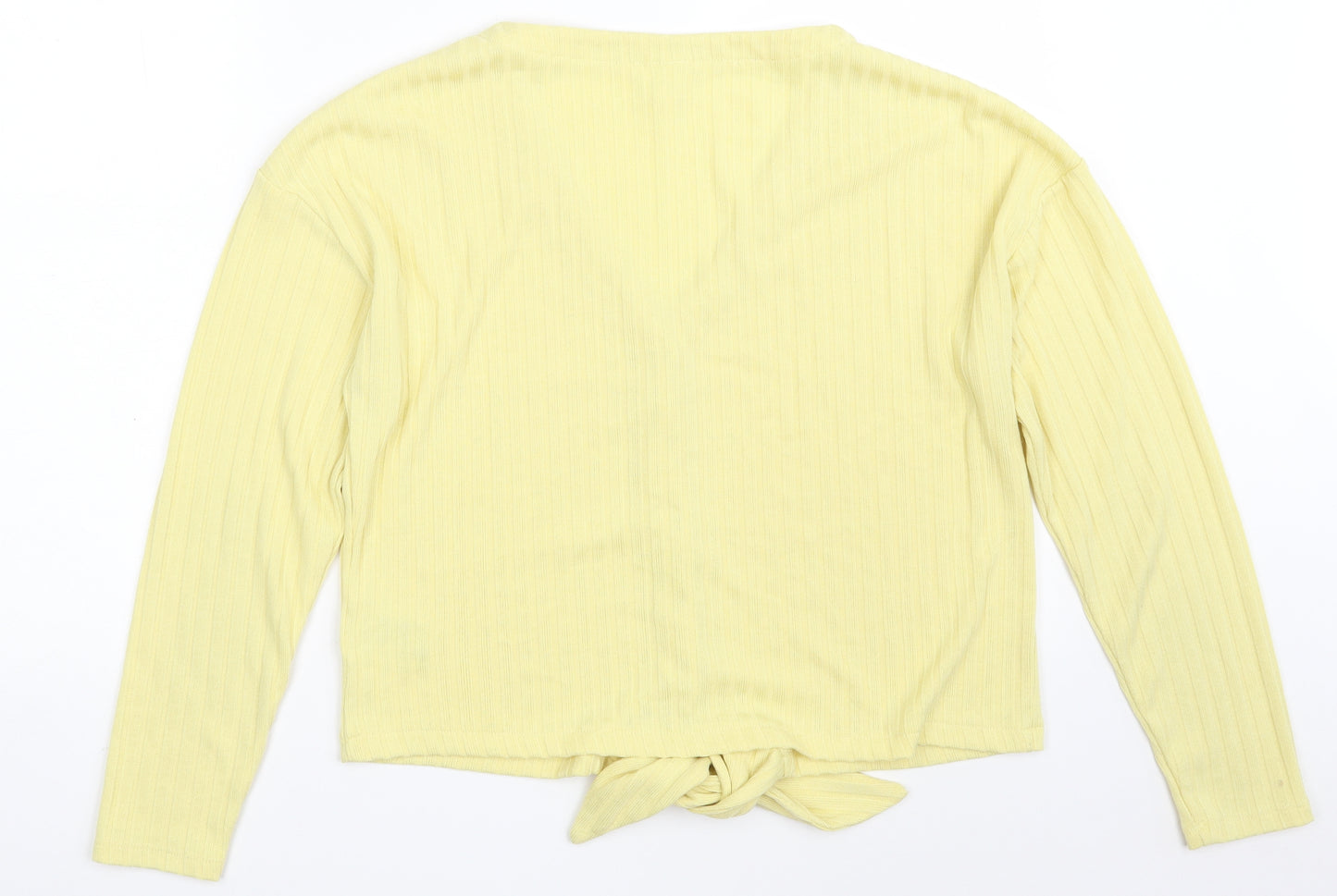 H&M Womens Yellow V-Neck  Polyester Cardigan Jumper Size S