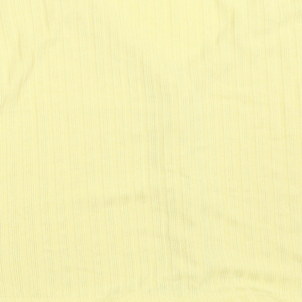 H&M Womens Yellow V-Neck  Polyester Cardigan Jumper Size S