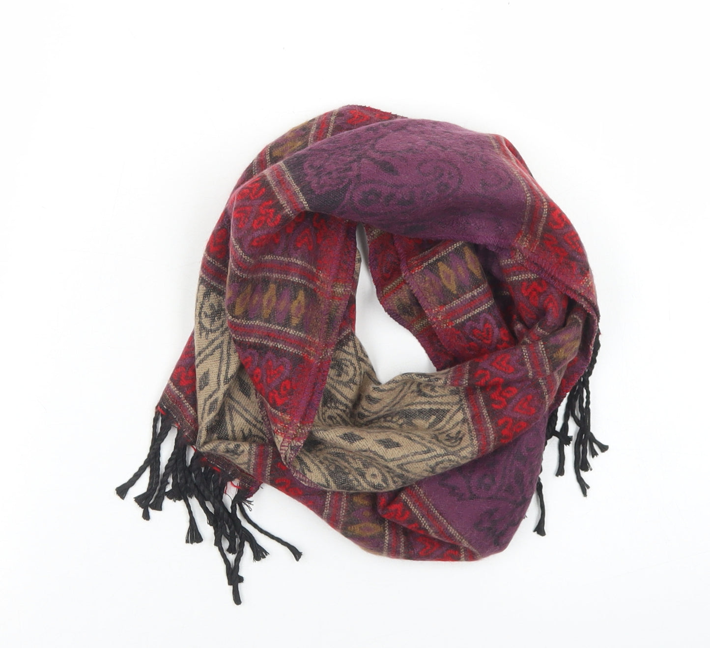 Preworn Womens Red Fair Isle Acrylic  Scarf