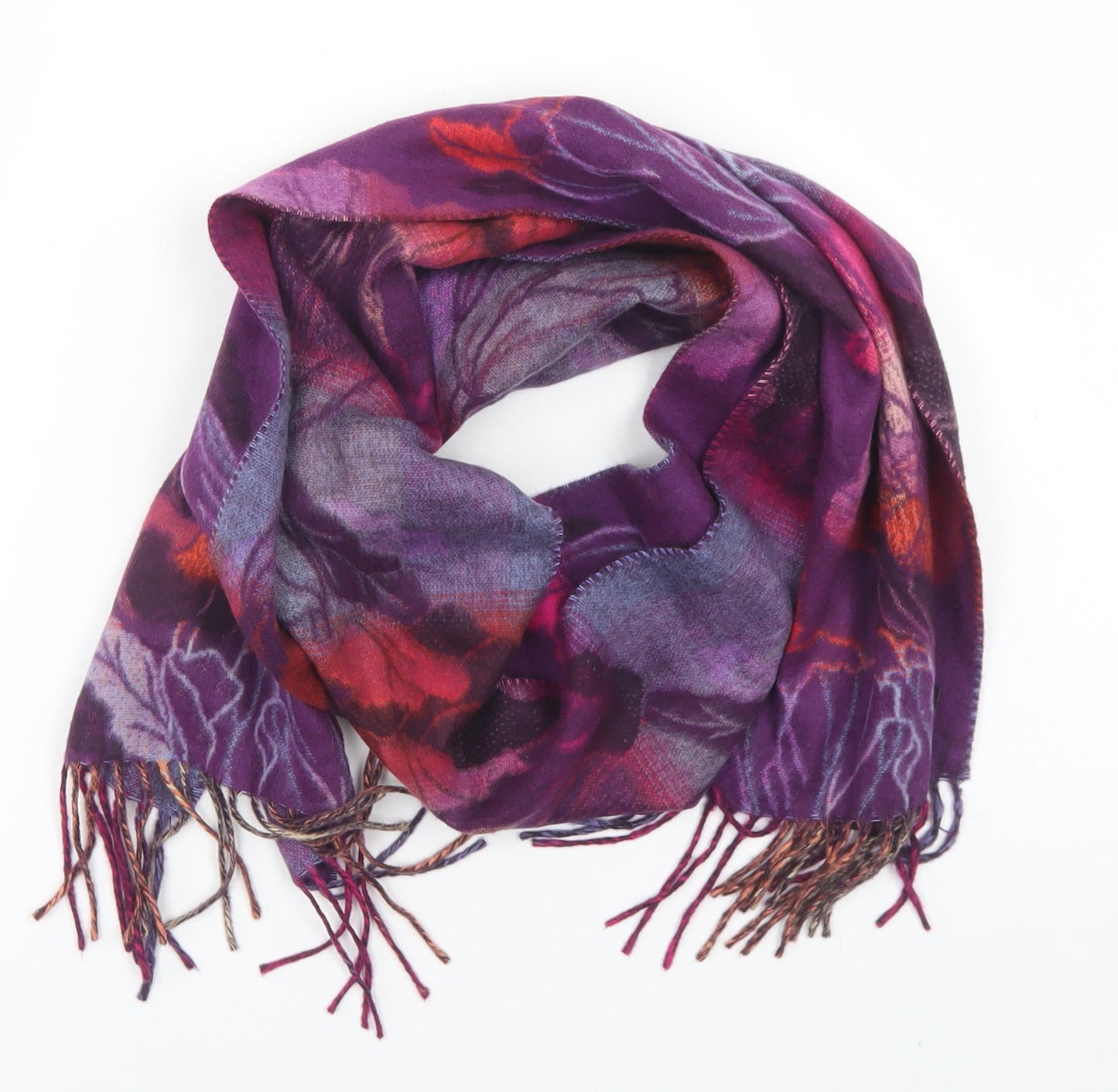 V. Fraas Womens Purple Floral Acrylic  Scarf