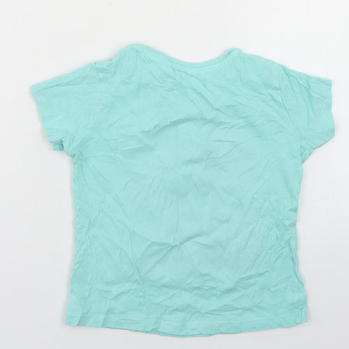 Pep & Co Girls Blue  Cotton Basic T-Shirt Size 3-4 Years Crew Neck  - Rabbits