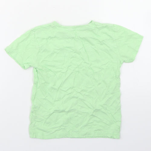 Dunnes Stores Girls Green  Cotton Basic T-Shirt Size 4-5 Years Crew Neck  - Chest Pocket