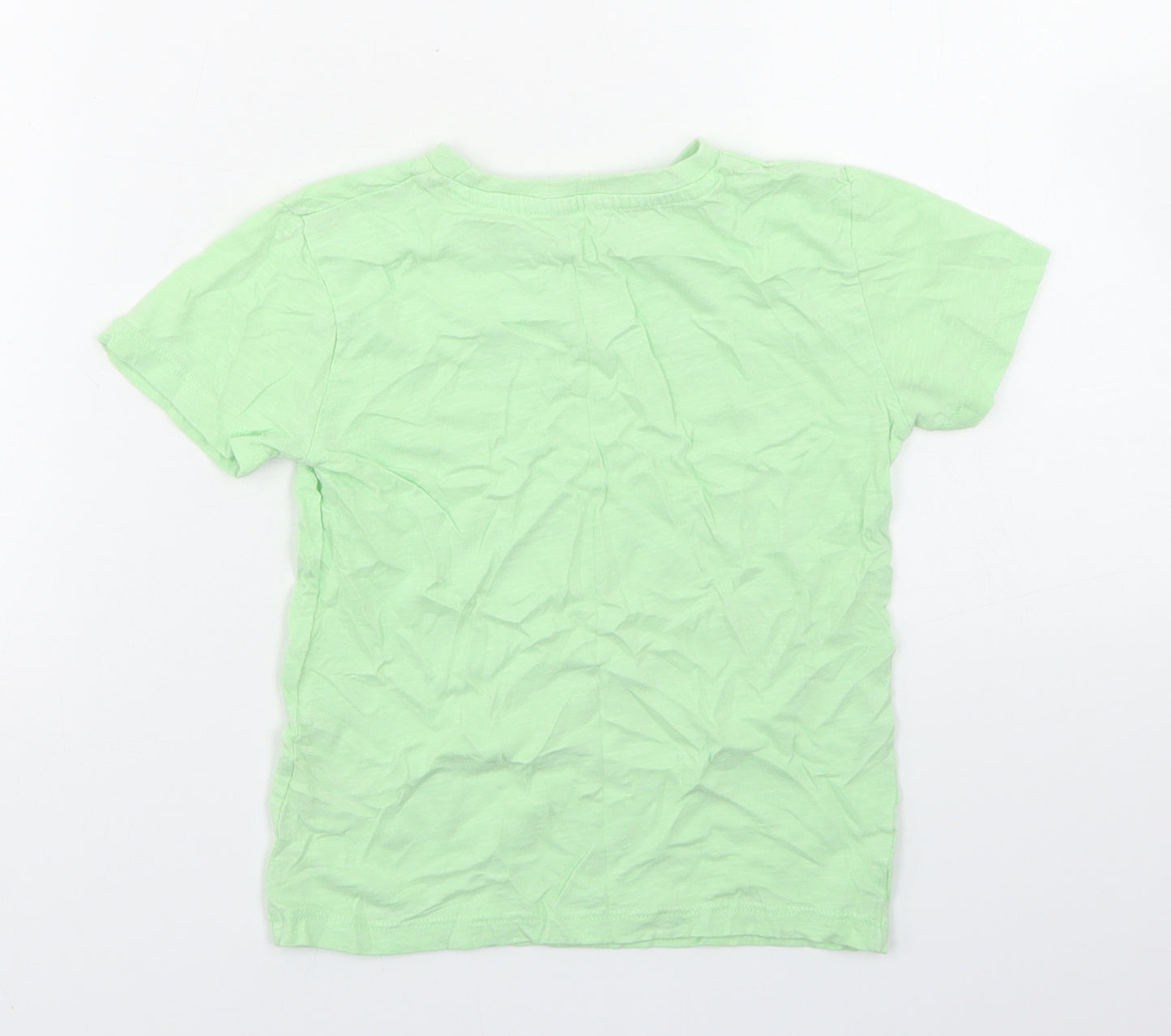 Dunnes Stores Girls Green  Cotton Basic T-Shirt Size 4-5 Years Crew Neck  - Chest Pocket