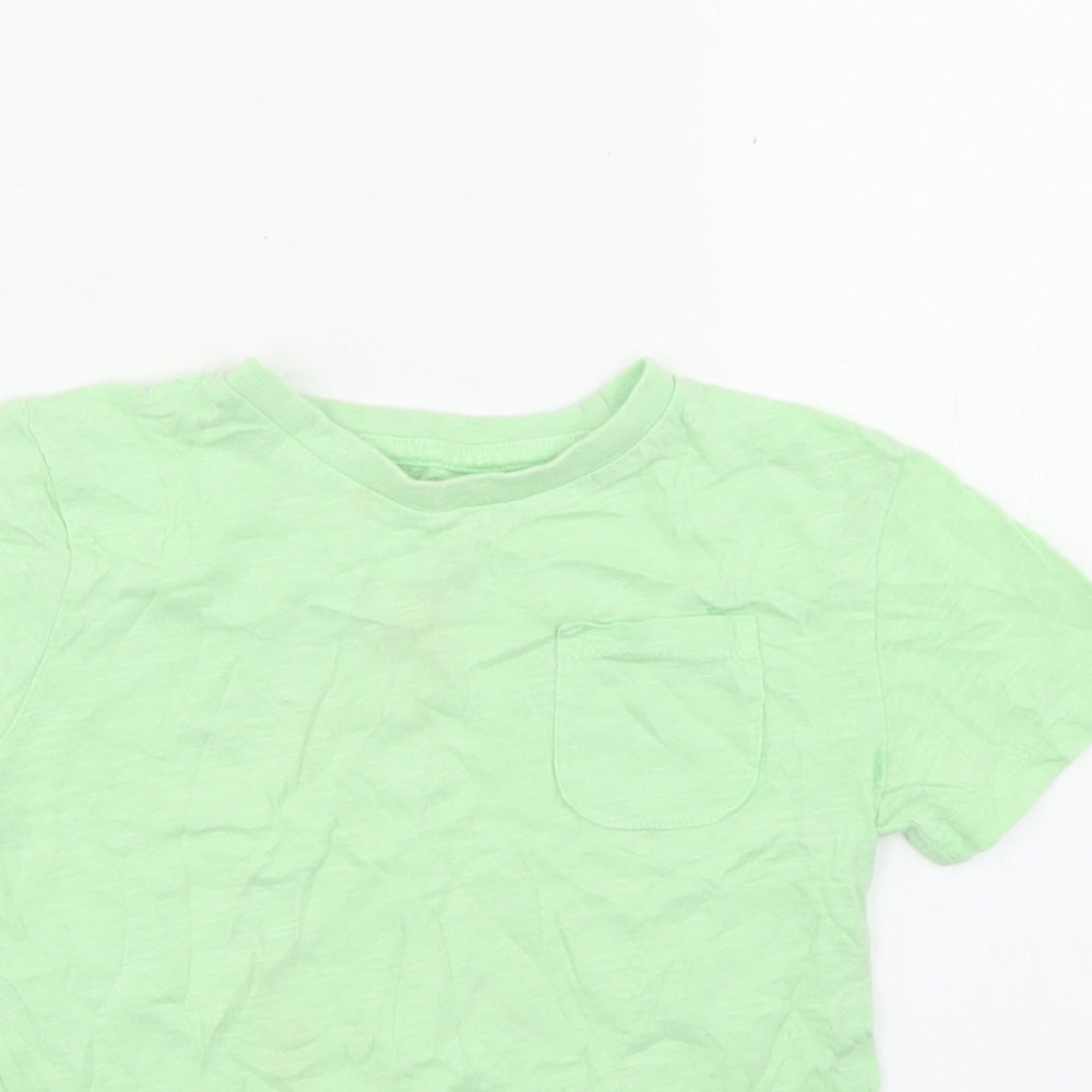 Dunnes Stores Girls Green  Cotton Basic T-Shirt Size 4-5 Years Crew Neck  - Chest Pocket