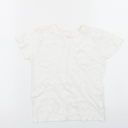 Dunnes Stores Boys White  Cotton Basic T-Shirt Size 4-5 Years Crew Neck  - Chest Pocket