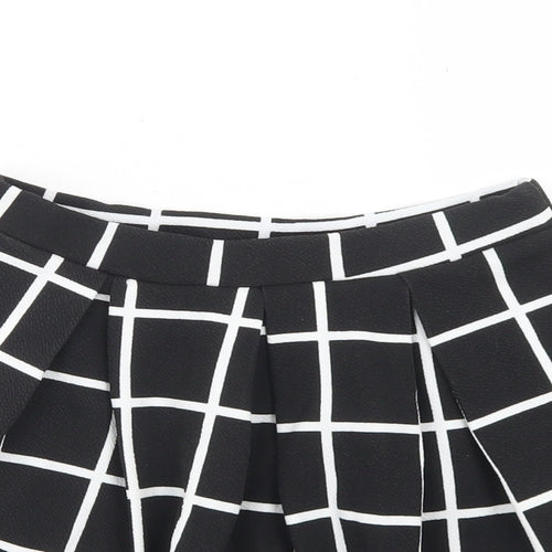 Boohoo Womens Black Check Polyester Pleated Skirt Size 10