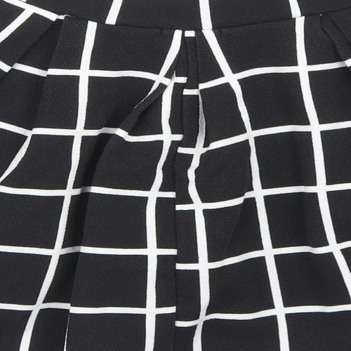 Boohoo Womens Black Check Polyester Pleated Skirt Size 10