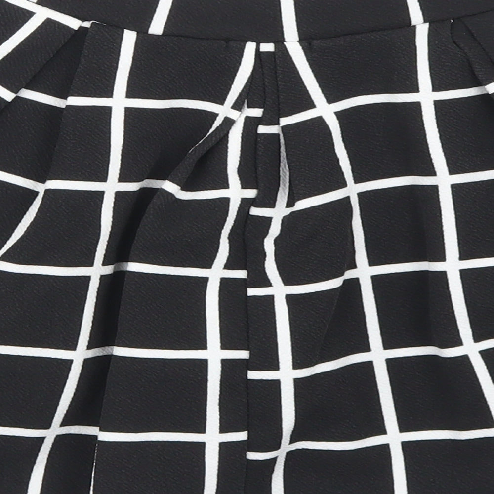 Boohoo Womens Black Check Polyester Pleated Skirt Size 10