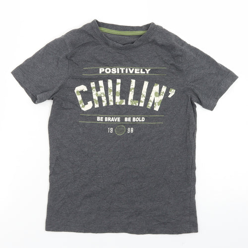 F&F Boys Grey  Cotton Basic T-Shirt Size 8-9 Years Crew Neck  - Chillin'