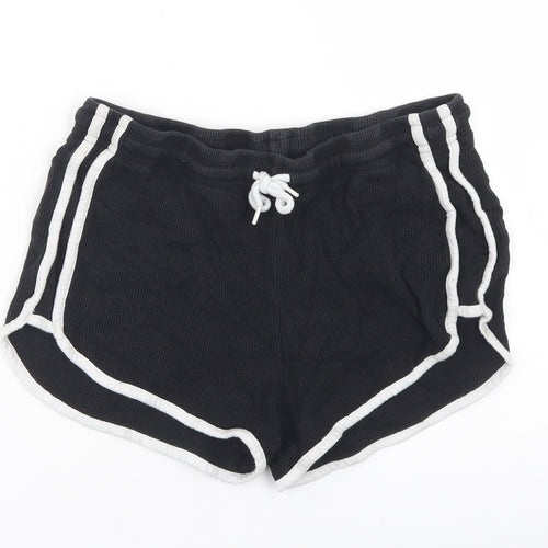 Primark Womens Black  Cotton Sweat Shorts Size S  Regular Drawstring