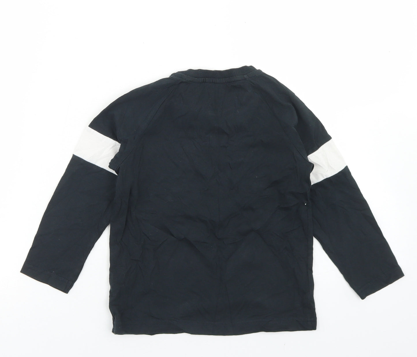 F&F Boys Black Colourblock Cotton Basic T-Shirt Size 4-5 Years Crew Neck  - Mini Hero