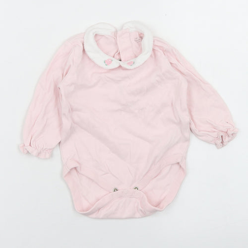 NEXT Girls Pink  Cotton Romper One-Piece Size 6-9 Months  Snap