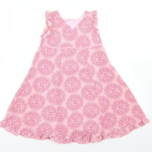 Mothercare Girls Pink Batik Polyester A-Line  Size 12-18 Months  V-Neck Button