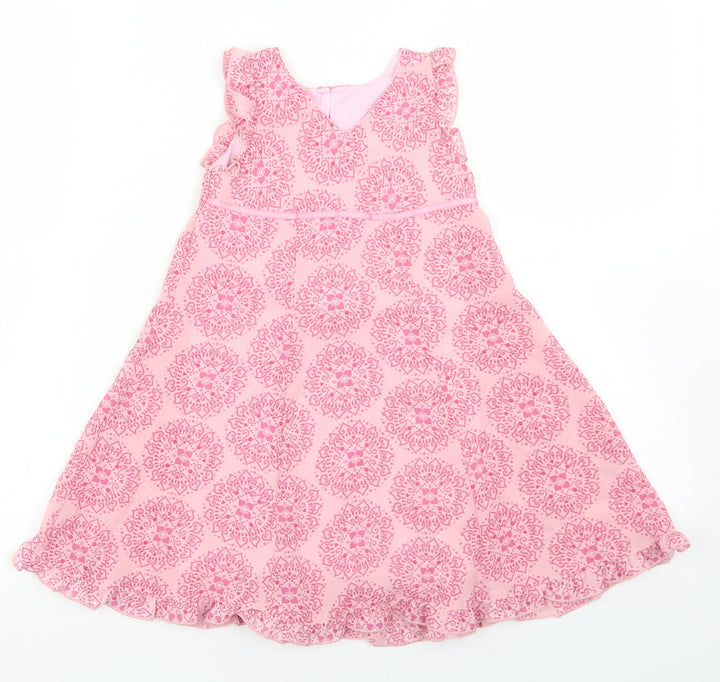 Mothercare Girls Pink Batik Polyester A-Line Size 12-18 Months V-Neck Button