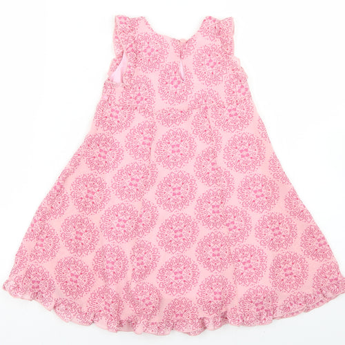 Mothercare Girls Pink Batik Polyester A-Line  Size 12-18 Months  V-Neck Button