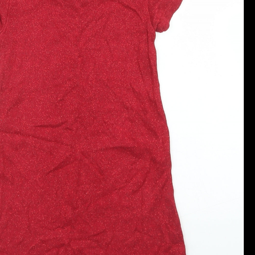NEXT Girls Red  Viscose Fit & Flare  Size 4 Years  Crew Neck