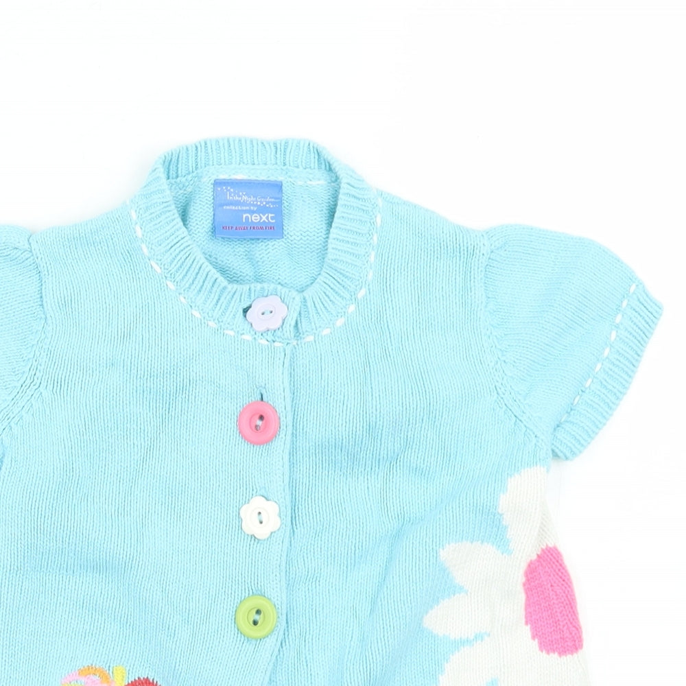 NEXT Girls Blue Crew Neck  Cotton Cardigan Jumper Size 3-4 Years  Button - In The Night Garden